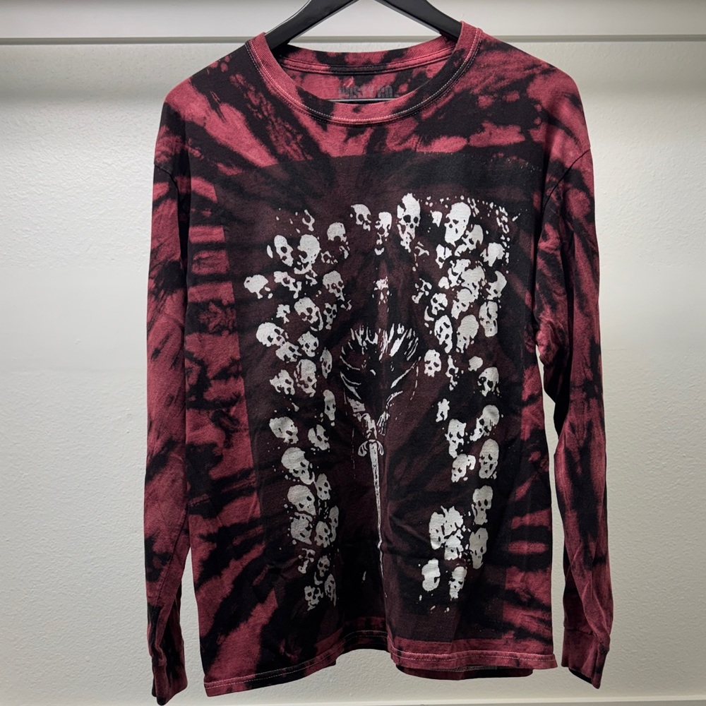 This is a Post Malone "Hollywood's Bleeding" tour long sleeve tie-dye shirt